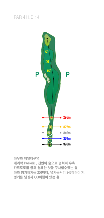 PAR4-434Yrd.     īƮ θ        ִ  Ȧ.  Ŀ  226yd, ѱ Ÿ 270yd   ª Ȧ  Ŀ ѱ  O.B  ִ Ȧ.